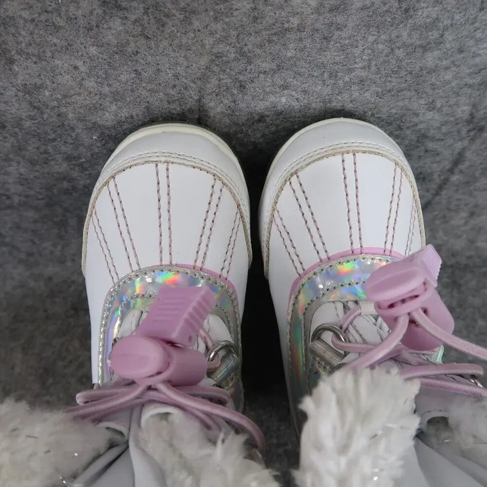 Totes Shoes Girls 5 Boot Winter Snow Baby Toddler Drawstring Faux Fur Warm White